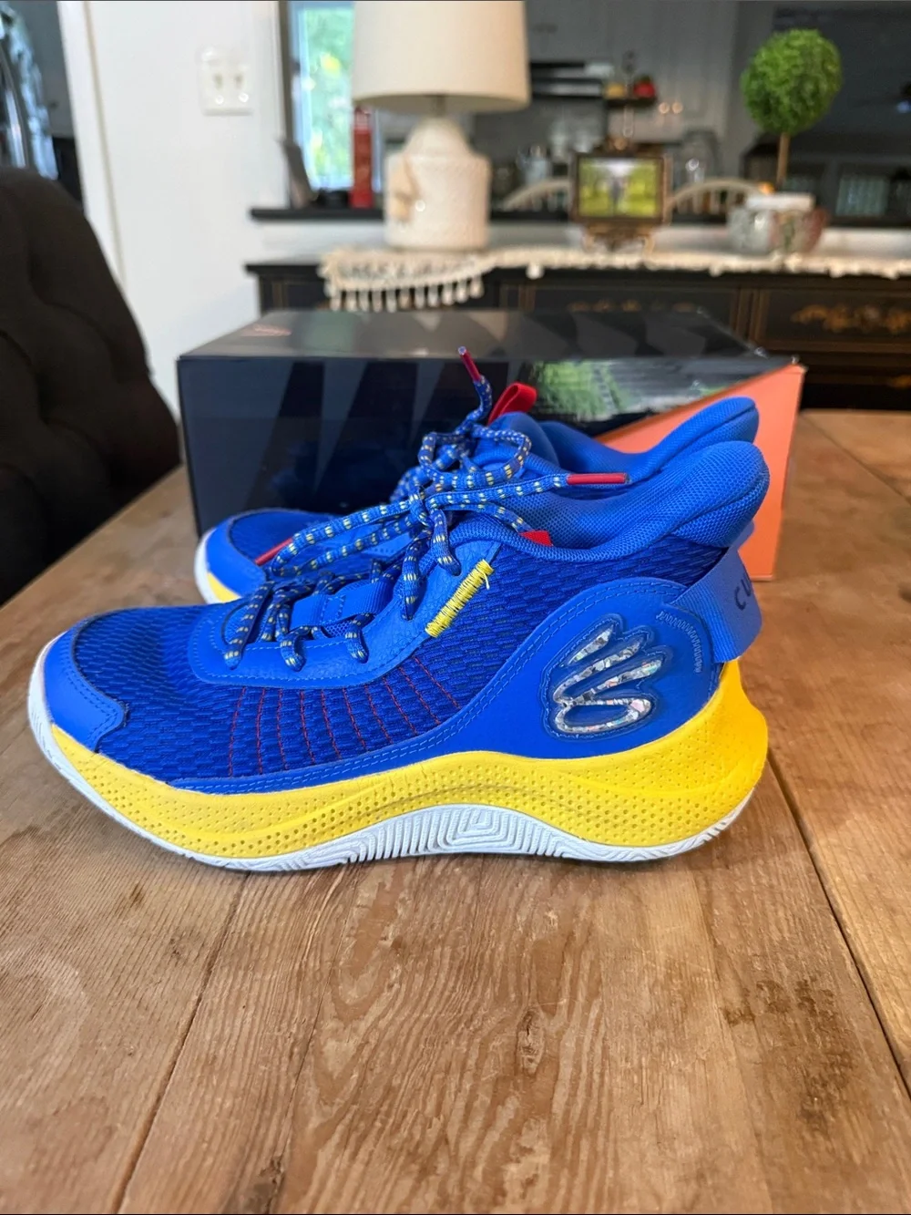 Under Armour Kids Blue and Yellow Athletic Sneakers